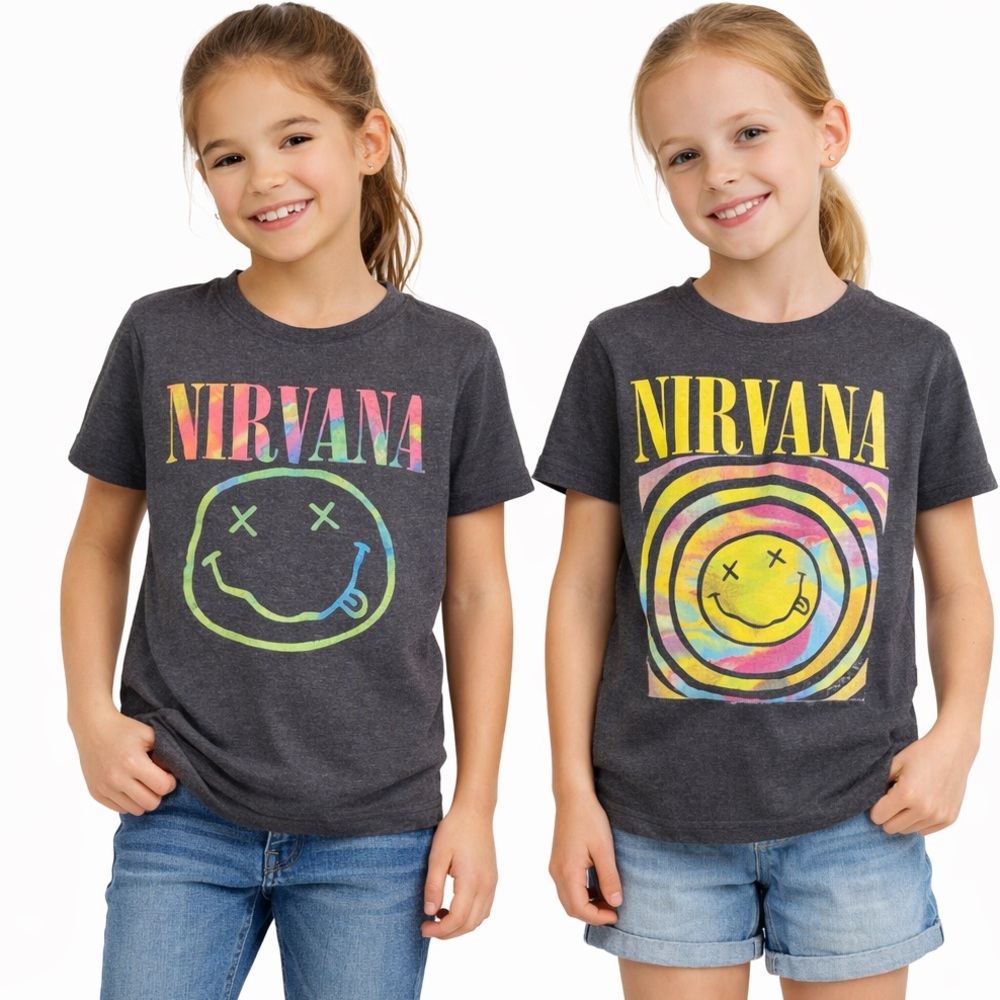 NIRVANA Colorful Graphic Tees in Gray